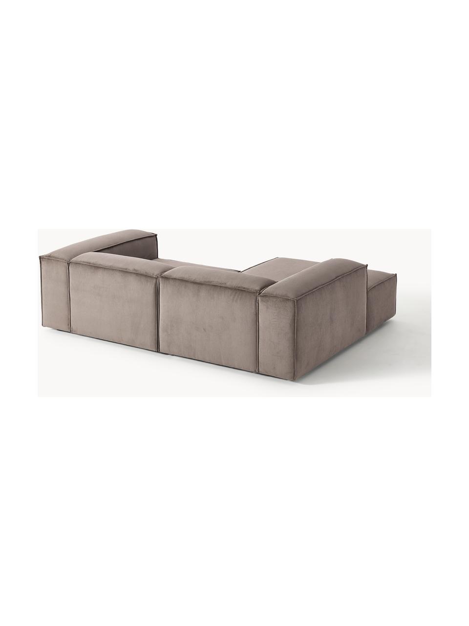 Sofá rinconera modular de pana Lennon, Tapizado: pana (92% poliéster, 8% p, Estructura: madera de pino maciza, ma, Patas: plástico Este producto es, Pana gris pardo, An 238 x F 180 cm, chaise longue derecha