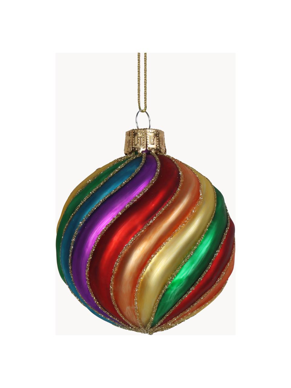 Boules de Noël Rainbow, 6 pièces, Verre, Multicolore, Ø 8 cm