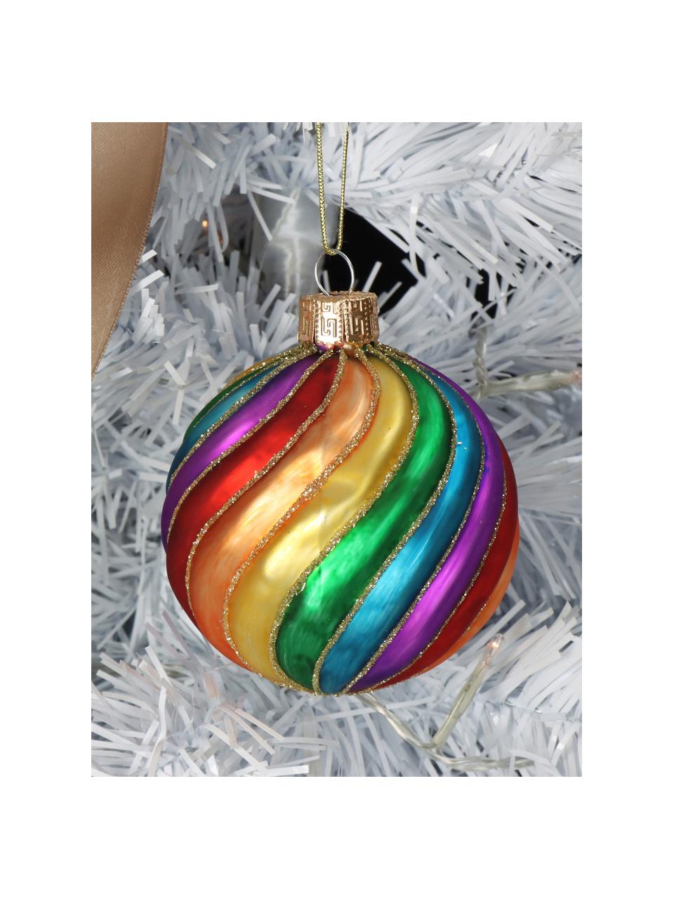 Vánoční ozdoby Rainbow, 6 ks, Sklo, Více barev, Ø 8 cm