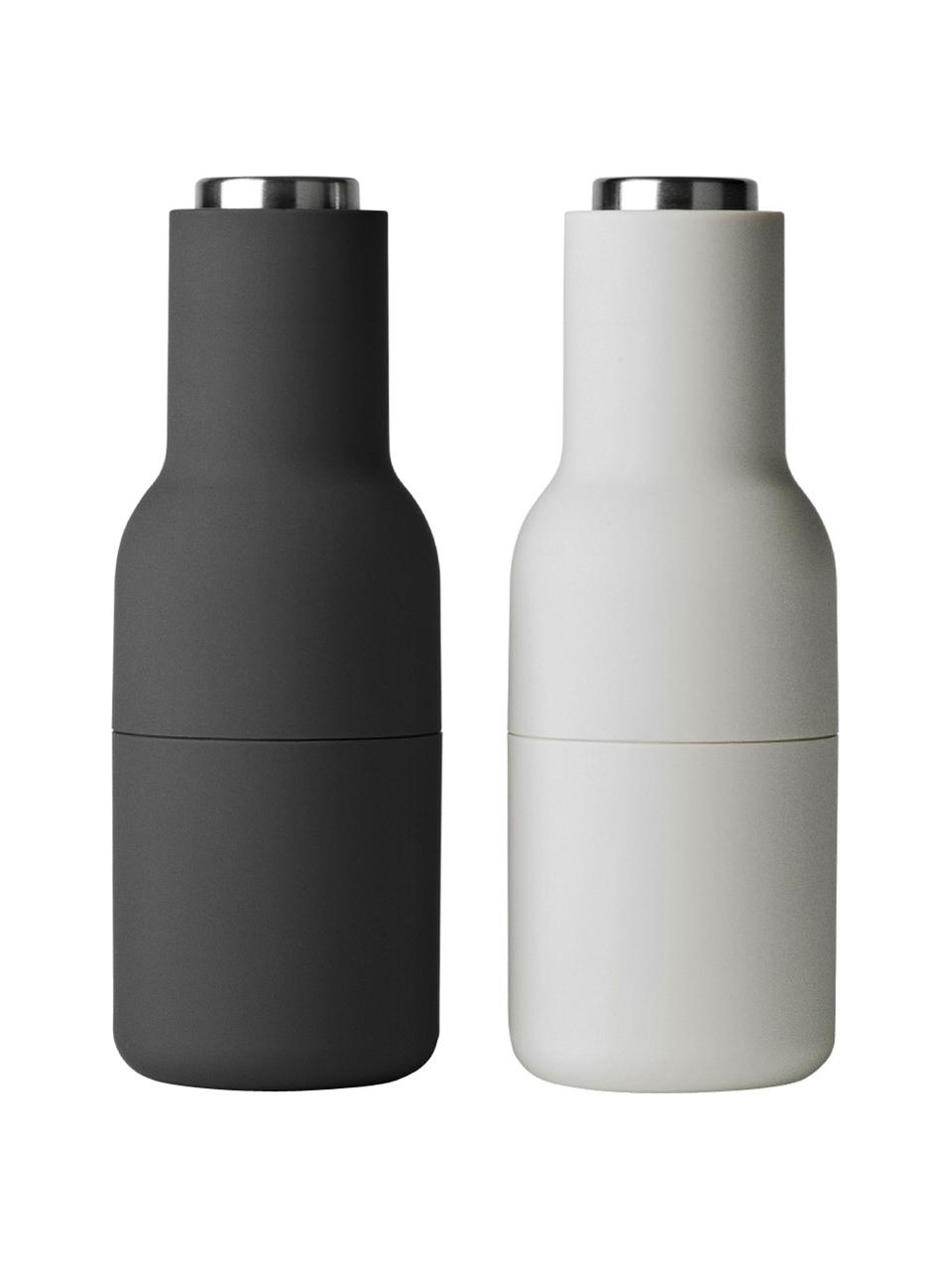 Set macinaspezie Bottle Grinder, 2 pz., Coperchio: acciaio inossidabile, Antracite, grigio chiaro, Ø 8 x Alt. 21 cm