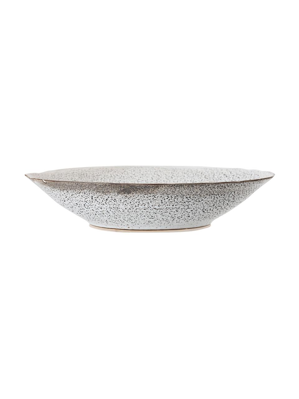 Plat de service fait main avec émail réactif Thea, Grès cérame, Couleur crème, chiné, Ø 30 x haut. 6 cm