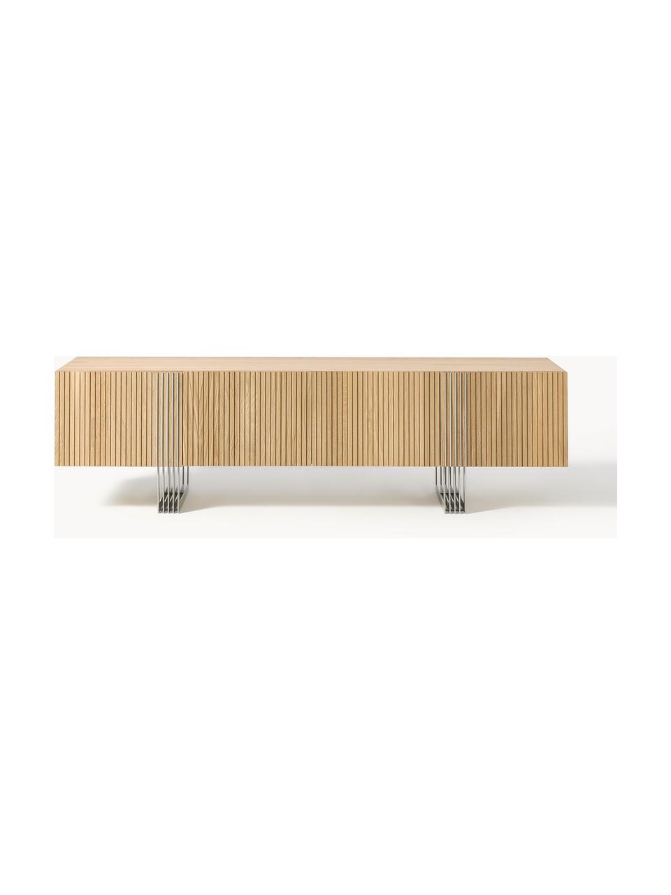 Holz-Lowboard Ross, Korpus: Spanplatte mit lackiertem, Beine: Metall Dieses Produkt wir, Eichenholz, hell lackiert, B 180 x H 50 cm