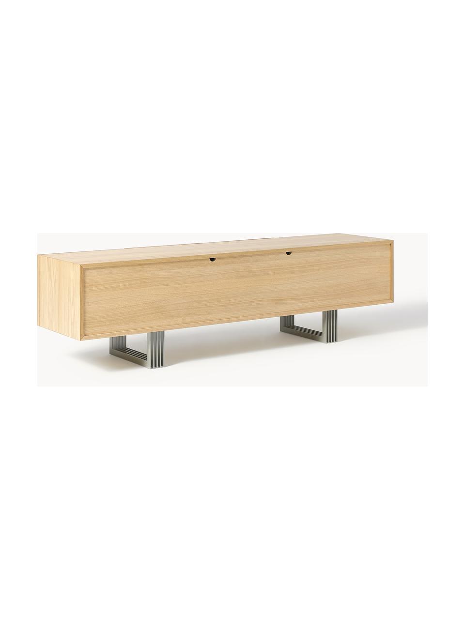 Holz-Lowboard Ross, Korpus: Spanplatte mit lackiertem, Beine: Metall Dieses Produkt wir, Eichenholz, hell lackiert, B 180 x H 50 cm