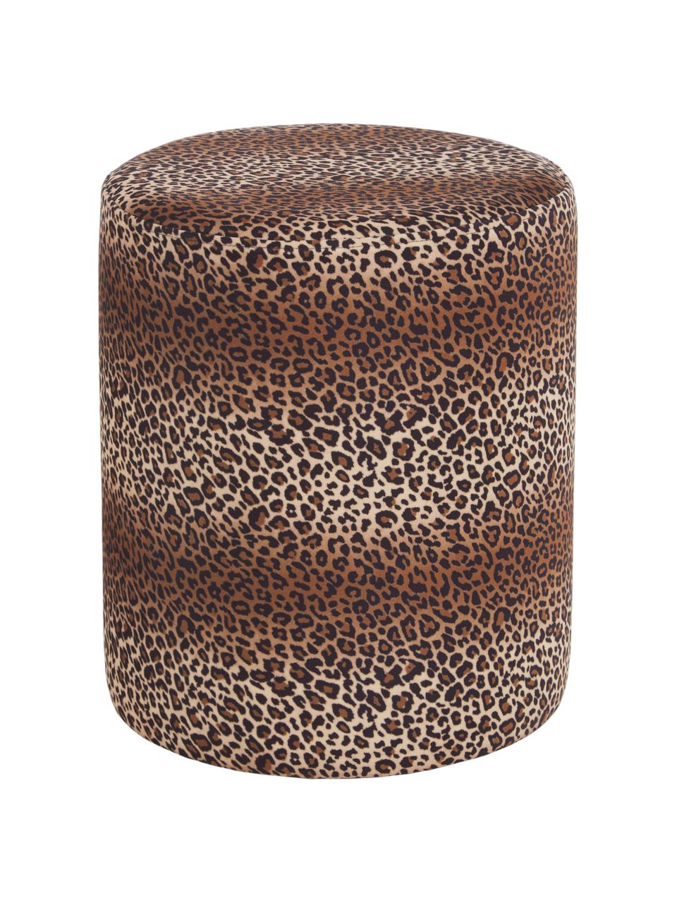 Pouf rond velours Daisy, Brun, Ø 38 x haut. 45 cm