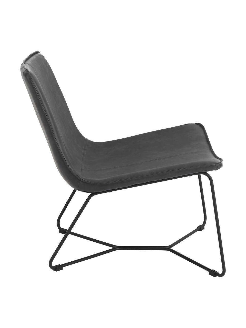 Sillón de cuero sintético Barrel, Tapizado: 100% cuero sintético, Estructura: metal recubierto, Cuero sintético negro, An 68 x F 64 cm