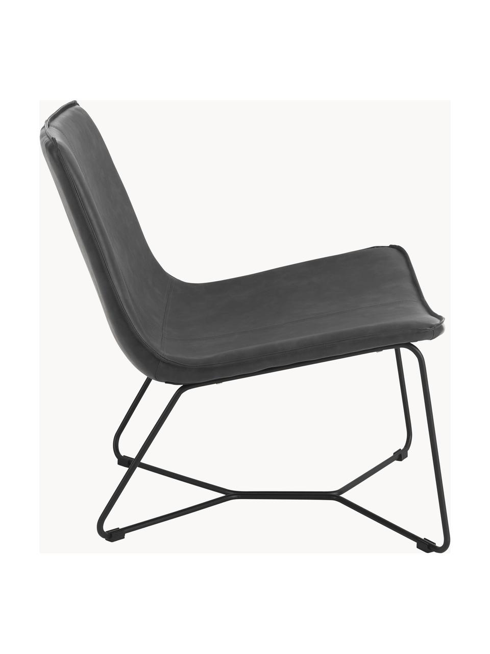 Kunstleren lounge fauteuil Barrel, Bekleding: 100% kunstleer, Frame: gecoat metaal, Kunstleer zwart, B 68 x D 64 cm