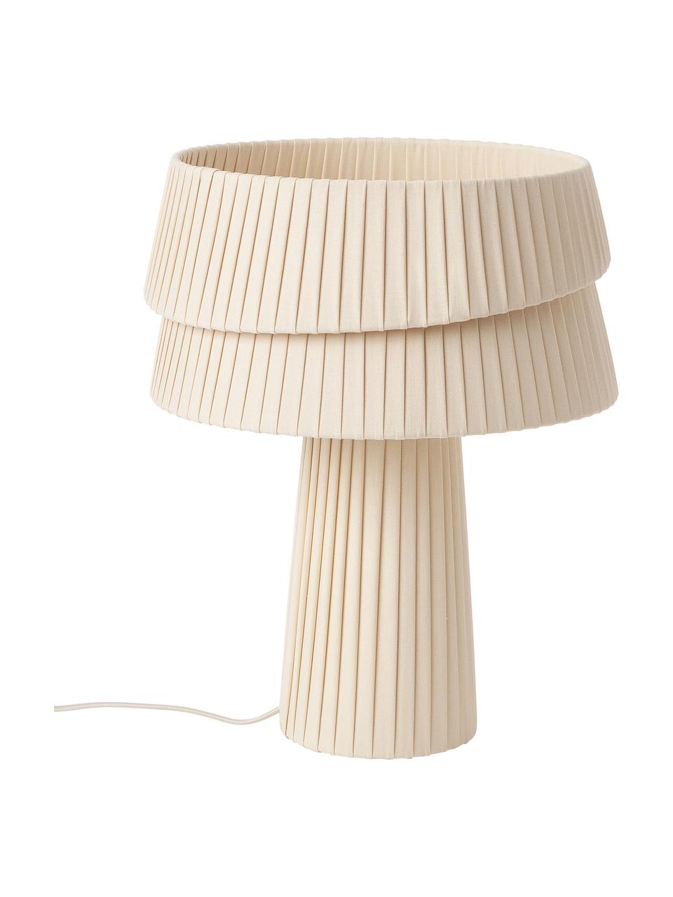 Lampada da tavolo con paralume asimmetrico Nyla, Lampada: lino, Beige, Ø 35 x Alt. 44 cm