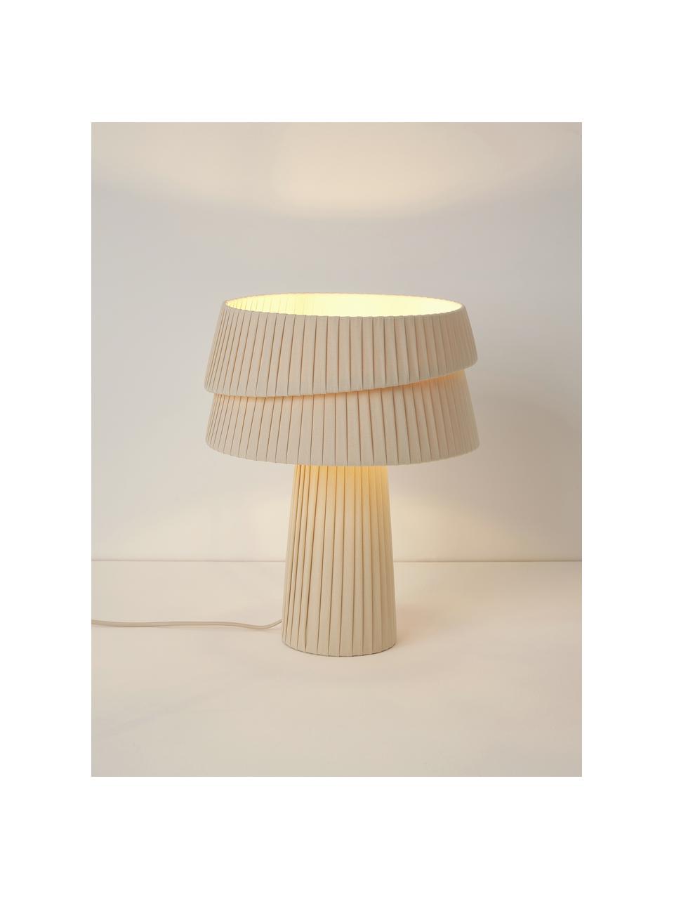 Lampada da tavolo con paralume asimmetrico Nyla, Lampada: lino, Beige, Ø 35 x Alt. 44 cm