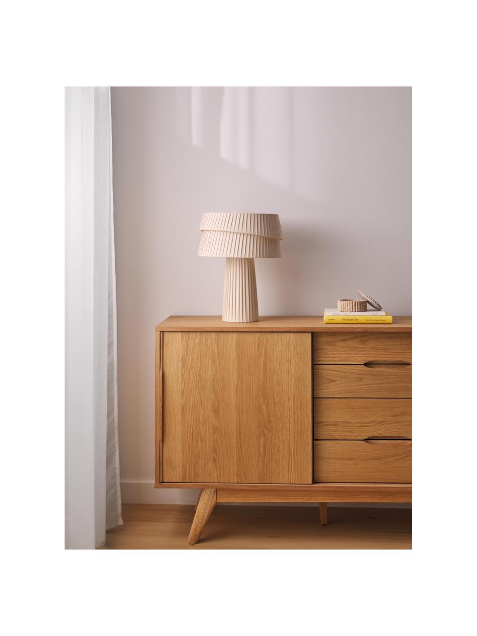 Lámpara de mesa con pantala asimetrica Nyla, Lámpara: lino, Cable: cubierto en tela, Beige, Ø 35 x Al 44 cm
