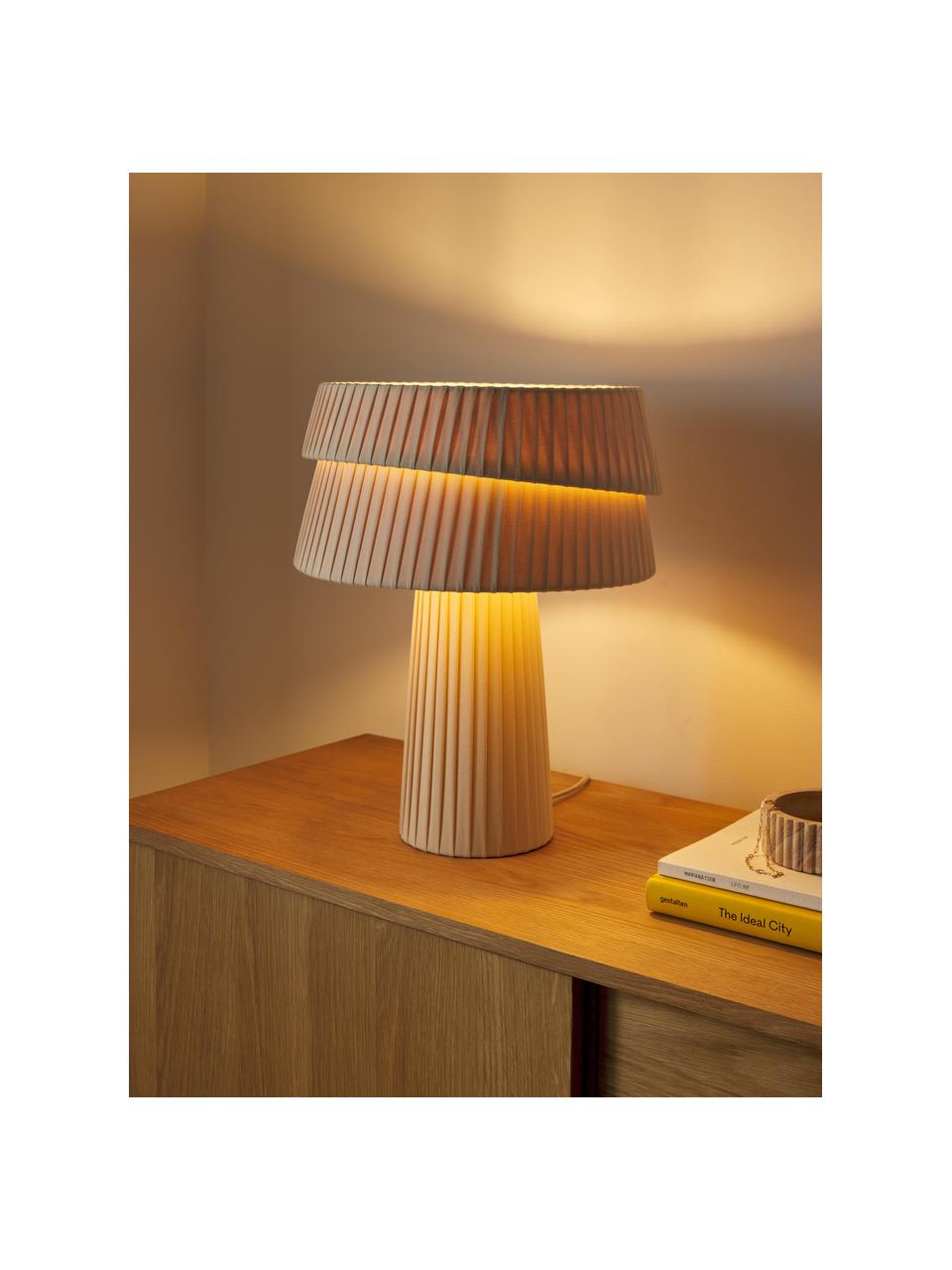 Lampe à poser avec abat-jour asymétrique Nyla, Beige, Ø 35 x haut. 44 cm