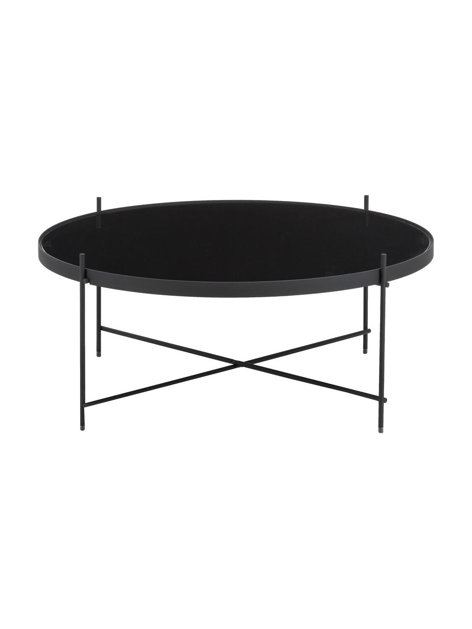 Okrúhly konferenčný stolík so sklenenou doskou Cupid, Čierna, Ø 83 x V 35 cm