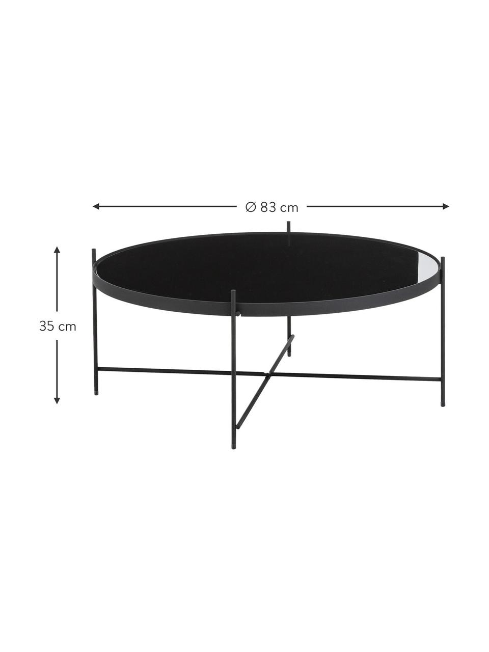 Kulatý konferenční stolek se skleněnou deskou Cupid, Černá, Ø 83 cm