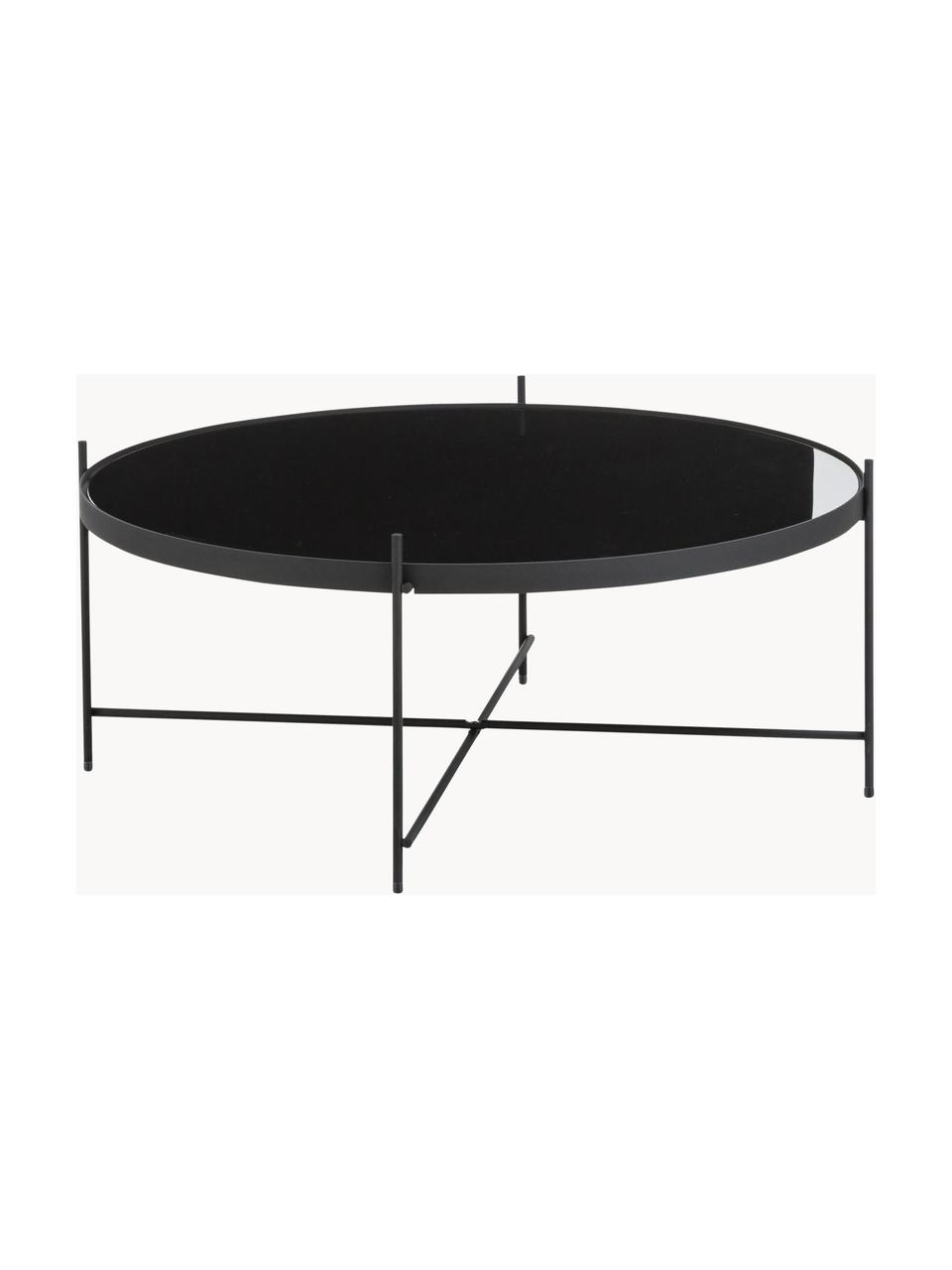 Table basse ronde avec plateau en verre amovible Cupid, Noir, Ø 83 cm