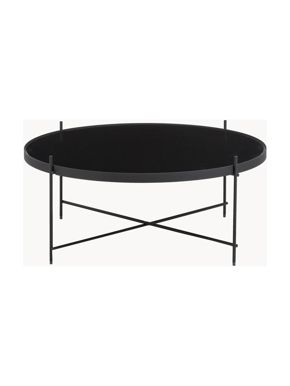 Table basse ronde avec plateau en verre amovible Cupid, Noir, Ø 83 cm