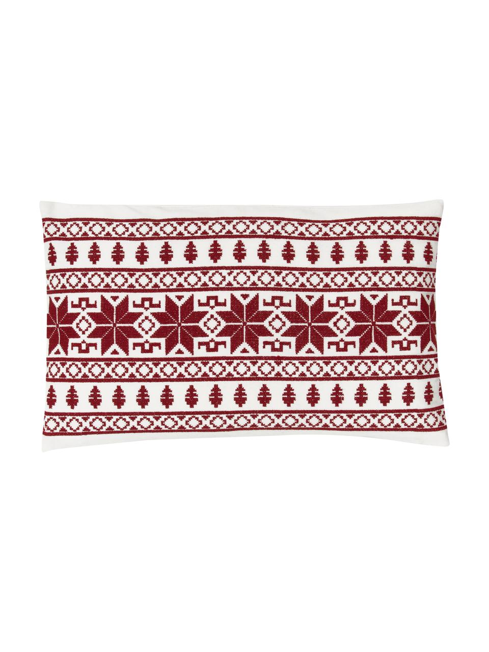 Bestickte Kissenhülle Orkney mit Norweger-Muster, 100 % Baumwolle, Rot, B 30 x L 50 cm