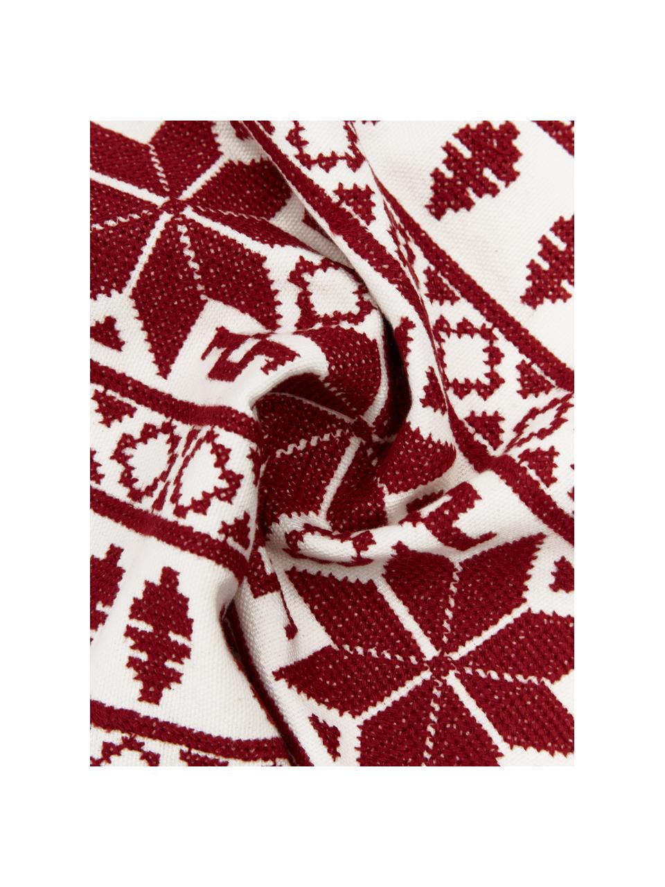 Housse de coussin brodée à motif norvégien Orkney, 100 % coton, Rouge, larg. 30 x long. 50 cm