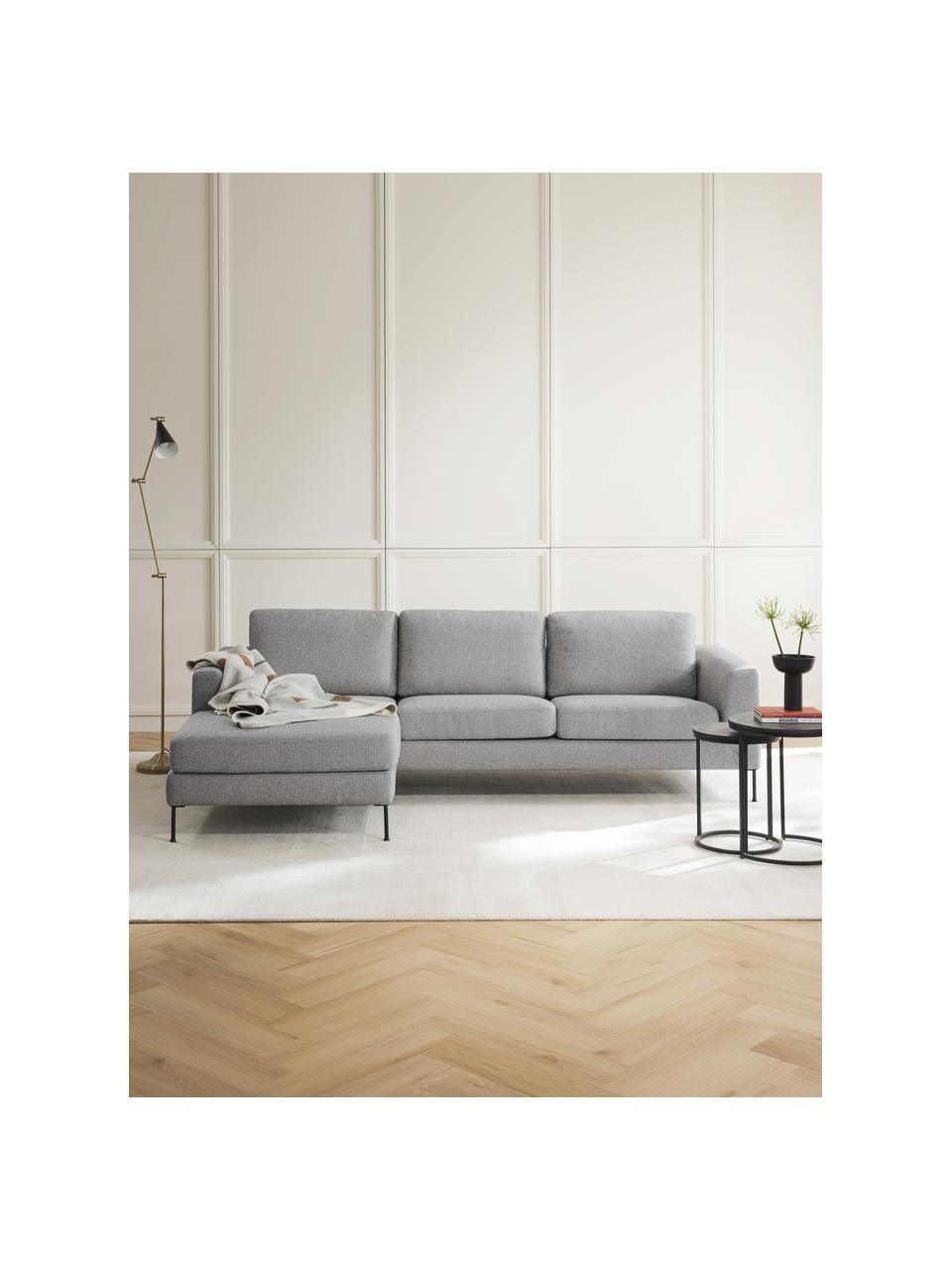 Ecksofa Cucita (3-Sitzer), Bezug: Webstoff (100% Polyester), Gestell: Massives Kiefernholz, Füße: Metall, lackiert Dieses P, Webstoff Grau, B 262 x T 163 cm, Eckteil links