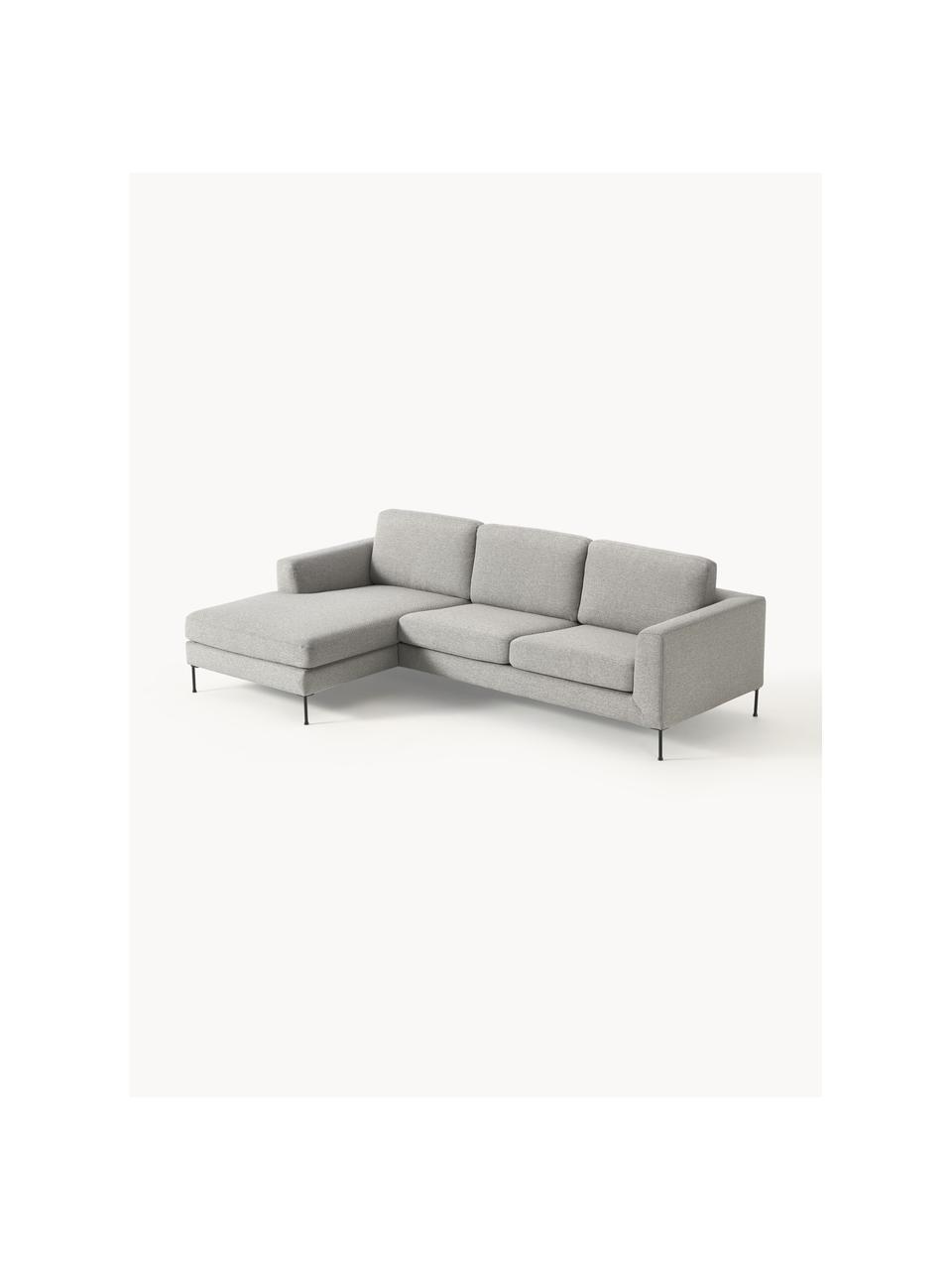 Ecksofa Cucita (3-Sitzer), Bezug: Webstoff (100% Polyester), Gestell: Massives Kiefernholz, Webstoff Grau, B 262 x T 163 cm, Eckteil links