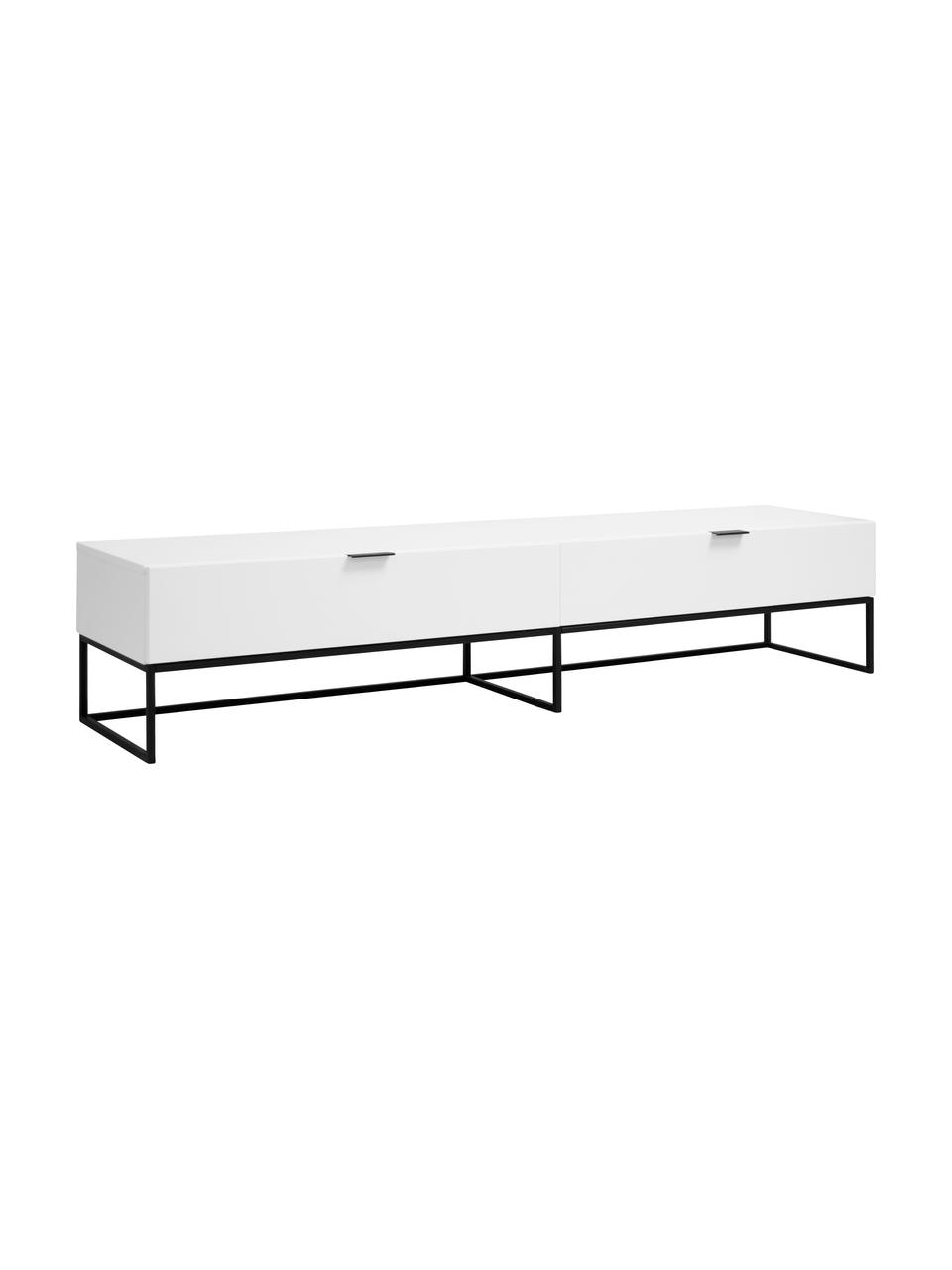 Mueble TV Kobe, Blanco, negro, An 200 x Al 40 cm