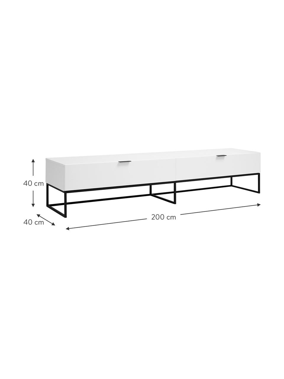 Mueble TV Kobe, Blanco, negro, An 200 x Al 40 cm