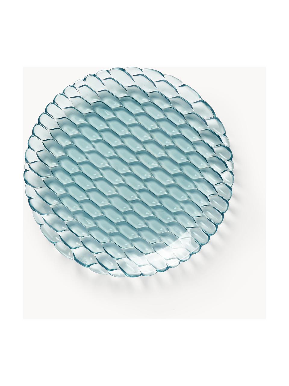 Platos llanos con relieves Jellies, 4 uds., Plástico, Azul claro, Ø 27 cm