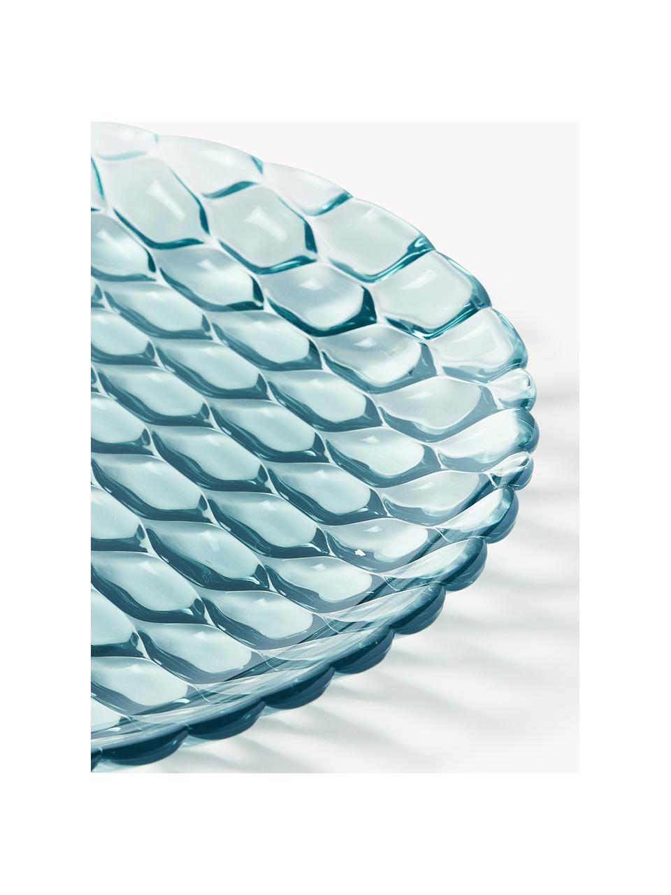 Speiseteller Jellies mit Strukturmuster, 4 Stück, Kunststoff, Hellblau, Ø 27 cm