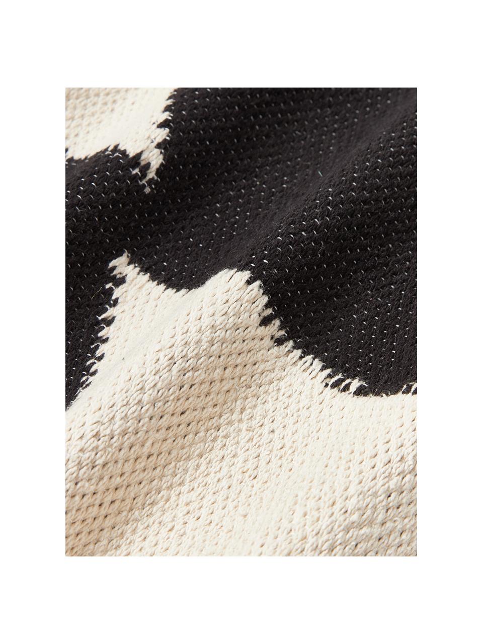 Handgewebtes XL Kissen Asta mit geometrischem Muster, Hülle: 100 % Baumwolle, Schwarz, Hellbeige, B 30 x L 115 cm