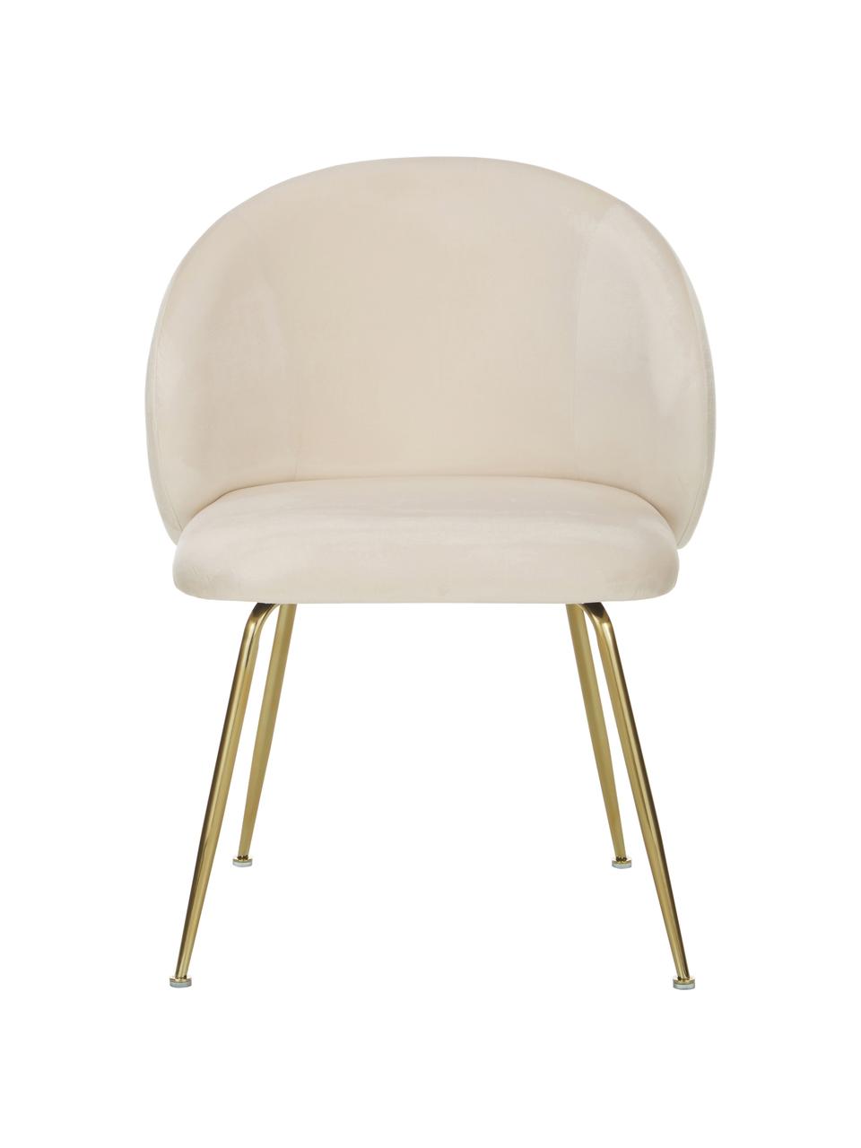 Fluwelen stoelen Luisa in crèmewit, 2 stuks, Bekleding: fluweel (100% polyester), Poten: gepoedercoat metaal, Fluweel donkergroen, B 59 x D 58 cm