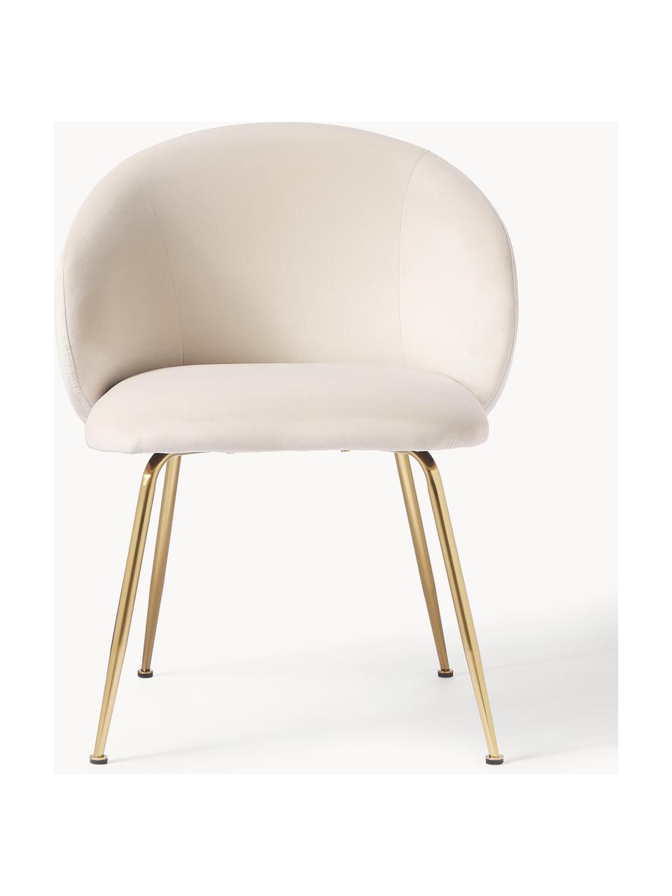 Sametové čalouněné židle Luisa, 2 ks, Krémově bílá, zlatá, Š 59 cm, H 59 cm