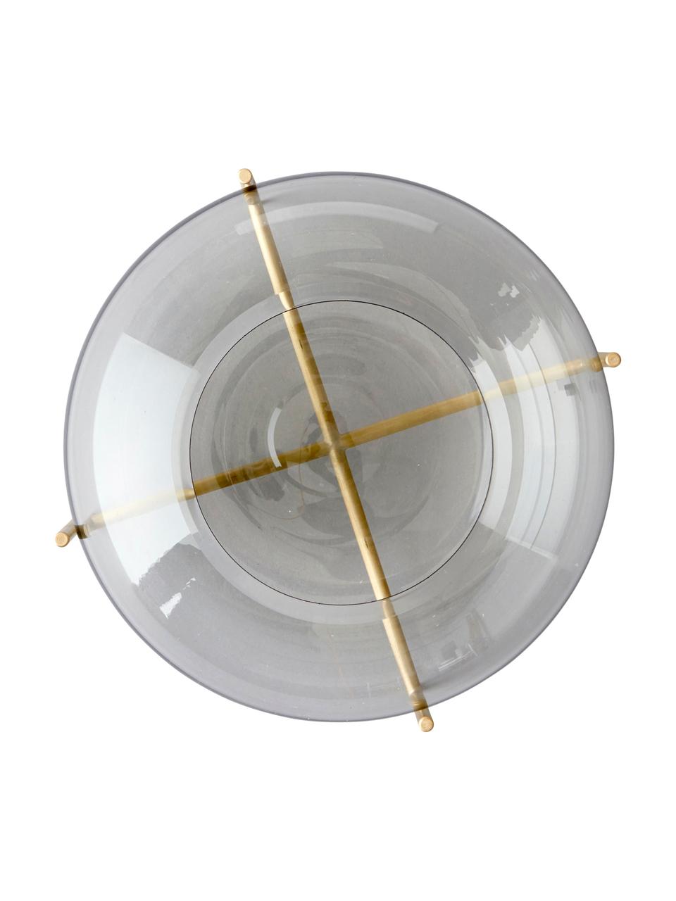 Portalumini in vetro Hurricane, Struttura: ottone spazzolato, Vaso: vetro, Ottone, grigio, Ø 14 x Alt. 9 cm