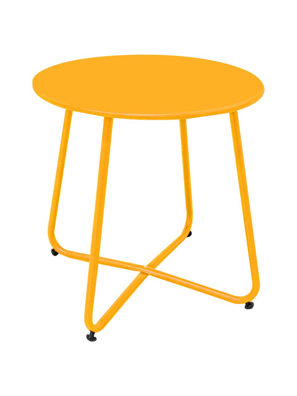 Záhradný pomocný stolík Luna, Epoxidovaná oceľ, Žltá, Ø 45 x V 45 cm