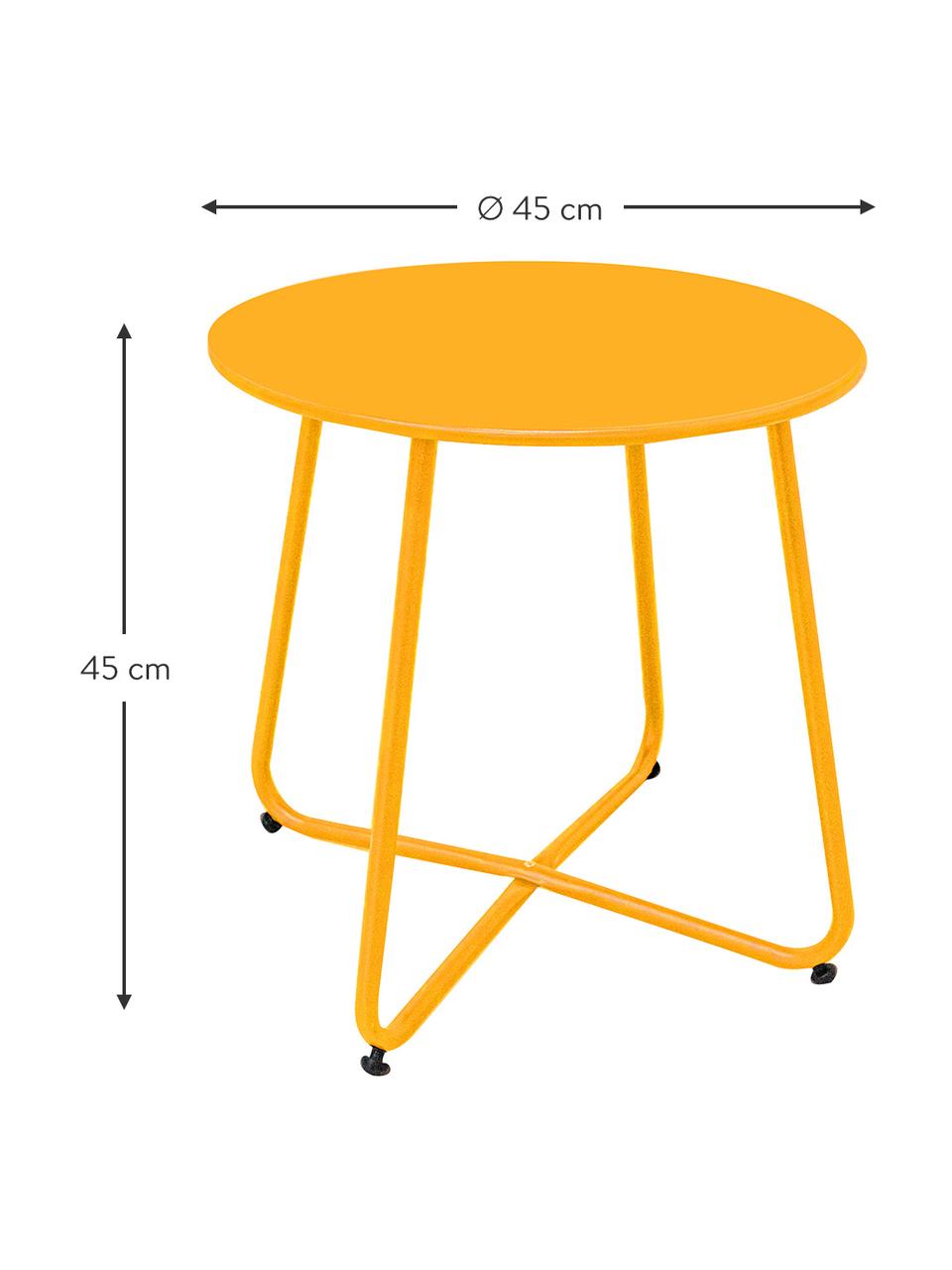 Outdoor bijzettafel Luna in geel, Geëpoxideerd staal, Mosterdgeel, Ø 45 x H 45 cm