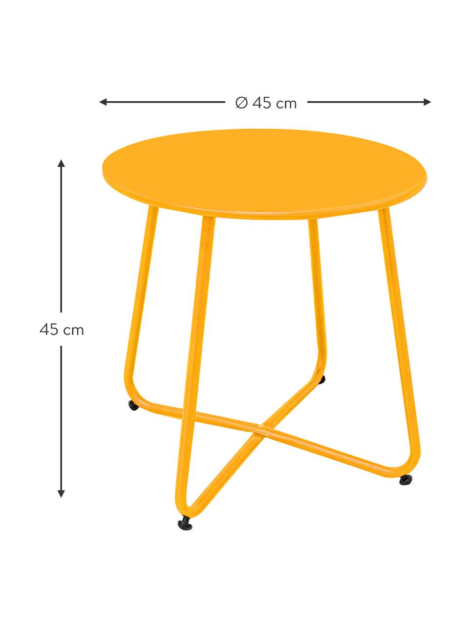 Table de jardin ronde Luna, Acier, époxydé, Jaune moutarde, Ø 45 cm x haut. 45 cm