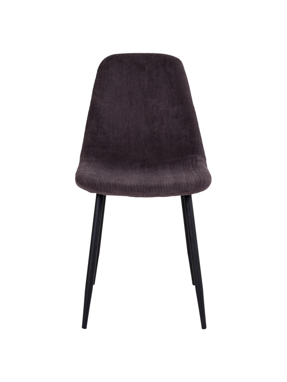 Manšestrová čalouněná židle Stockholm, Manšestr, ocel, Tmavě šedá, černá, Š 47 cm, H 50 cm
