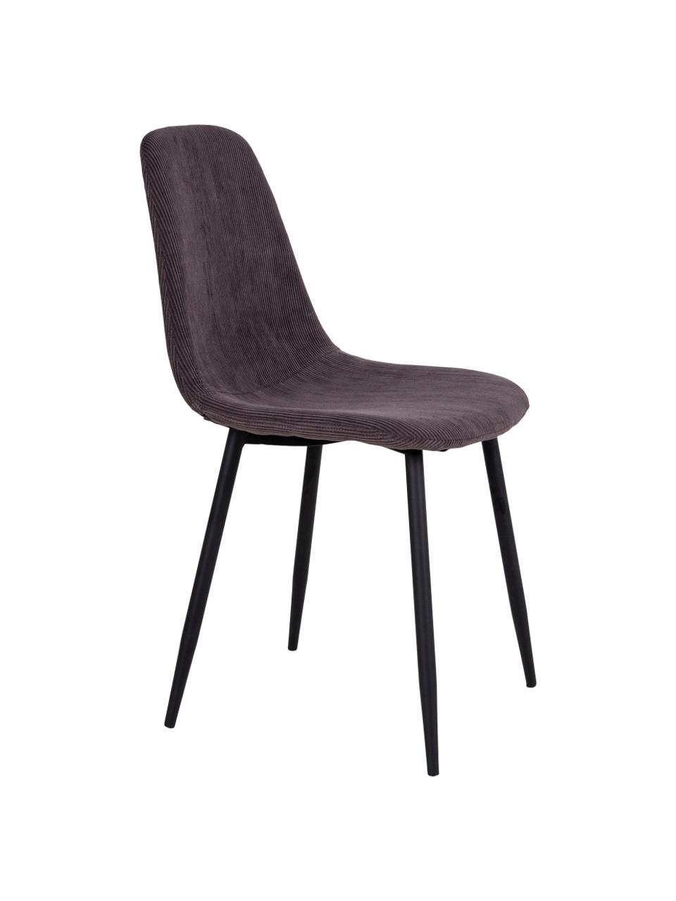 Krzesło tapicerowane ze sztruksu Stockholm, Sztruks, stal, Ciemnoszary sztruks, czarny, S 47 x G 50 cm