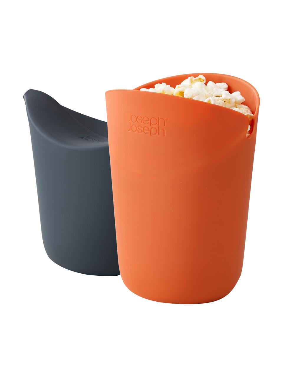 Popcorn-Macher-Set M-Cuisine, 2er-Set, Hitzebeständiges Silikon, Orange, Grau, Ø 10 x H 10 cm