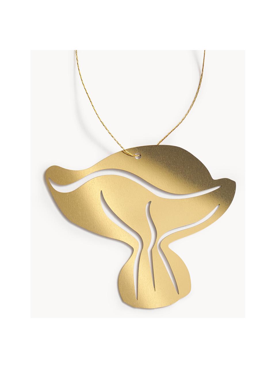 Baumanhänger-Set Fungi, 4-tlg., Edelstahl, vermessingt, Goldfarben, B 4 x H 5 cm