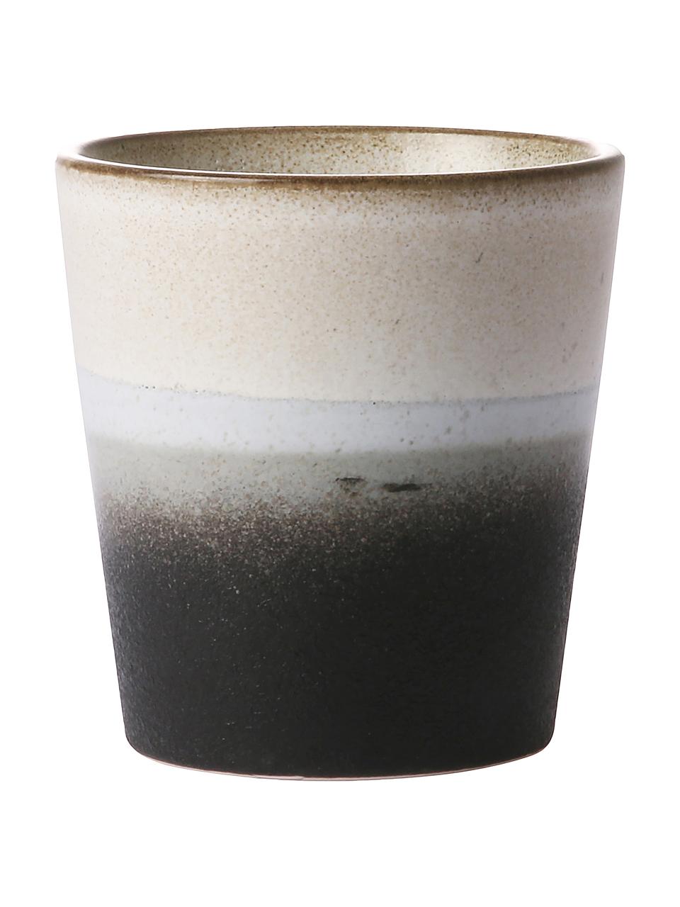 Set 4 tazze fatte a mano 70's, Gres, Nero, tonalità beige, Ø 8 x Alt. 8 cm, 200 ml