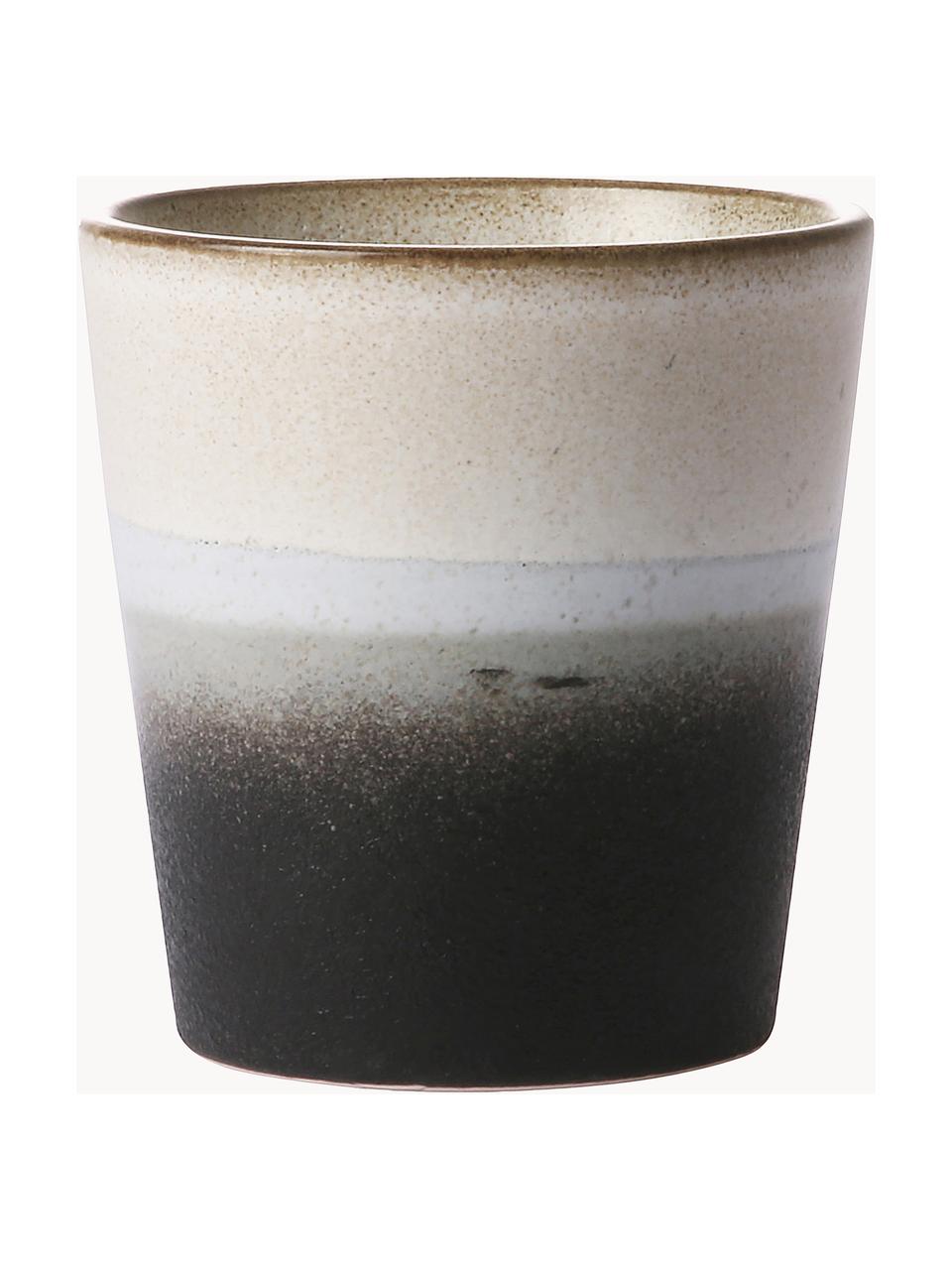 Sada ručně vyrobených XS pohárků 70's, 4 díly, Kamenina, Odstíny béžové a černé, Ø 8 cm, V 8 cm, 200 ml