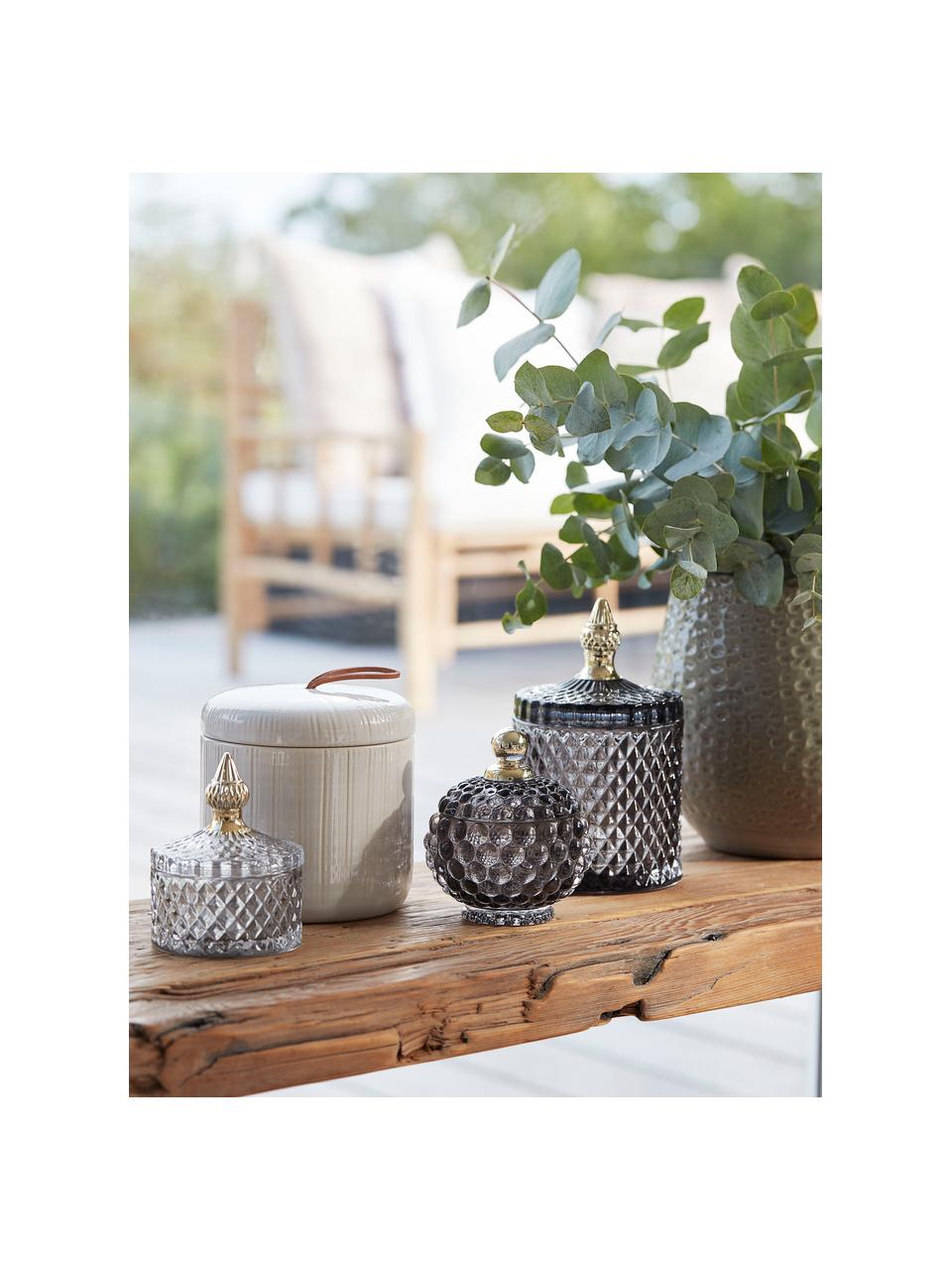 Contenitore Myan, Vetro, Grigio scuro, dorato, Ø 10 x Alt. 18 cm