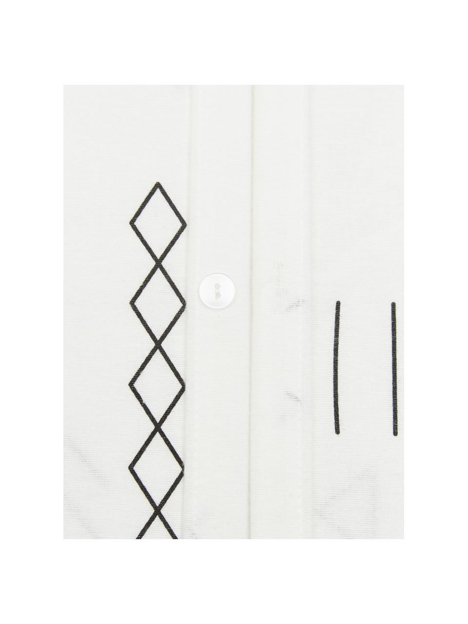 Flanelové povlečení s boho vzorem Tabitha, Režná, černá, 140 x 200 cm + 1 polštář 80 x 80 cm