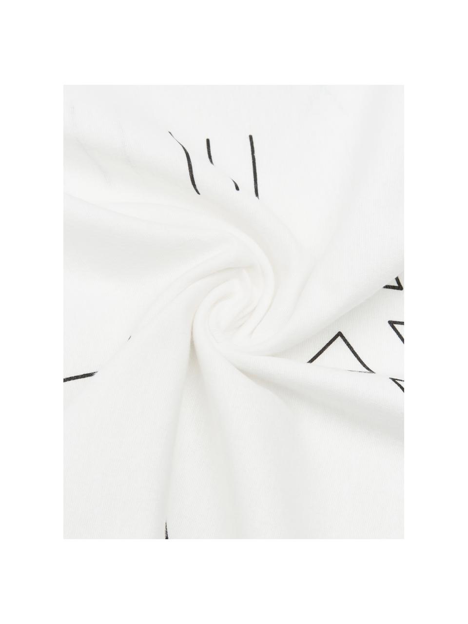 Flanelové povlečení se vzorem Tabitha, Krémově bílá, černá, 140 x 200 cm + 1 polštář 80 x 80 cm