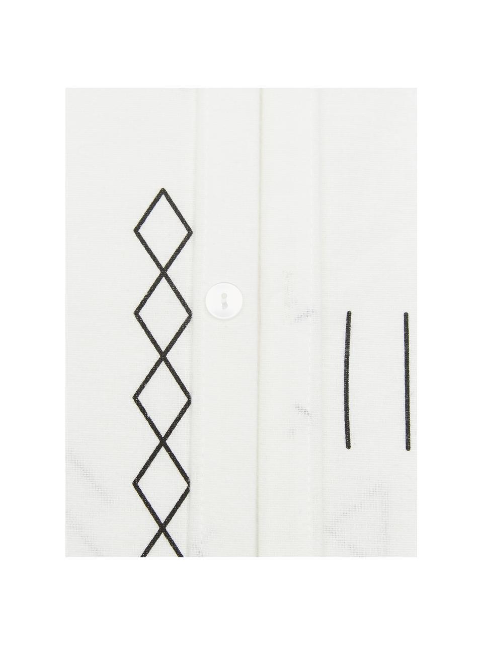 Flanelové povlečení se vzorem Tabitha, Krémově bílá, černá, 140 x 200 cm + 1 polštář 80 x 80 cm
