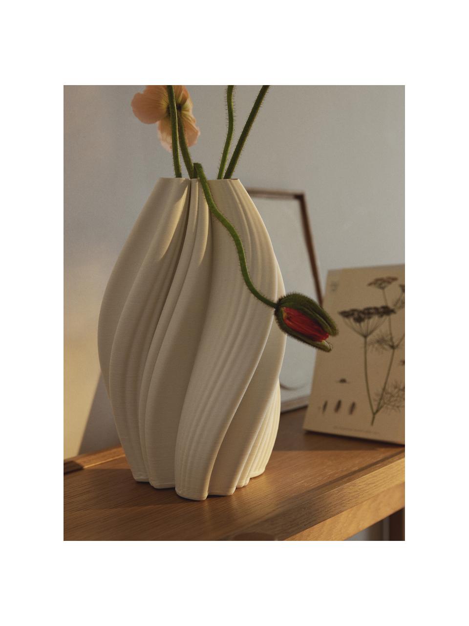 Vaso in porcellana con stampa 3D Melody, alt. 29 cm, Porcellana, Bianco, Ø 18 x Alt. 29 cm