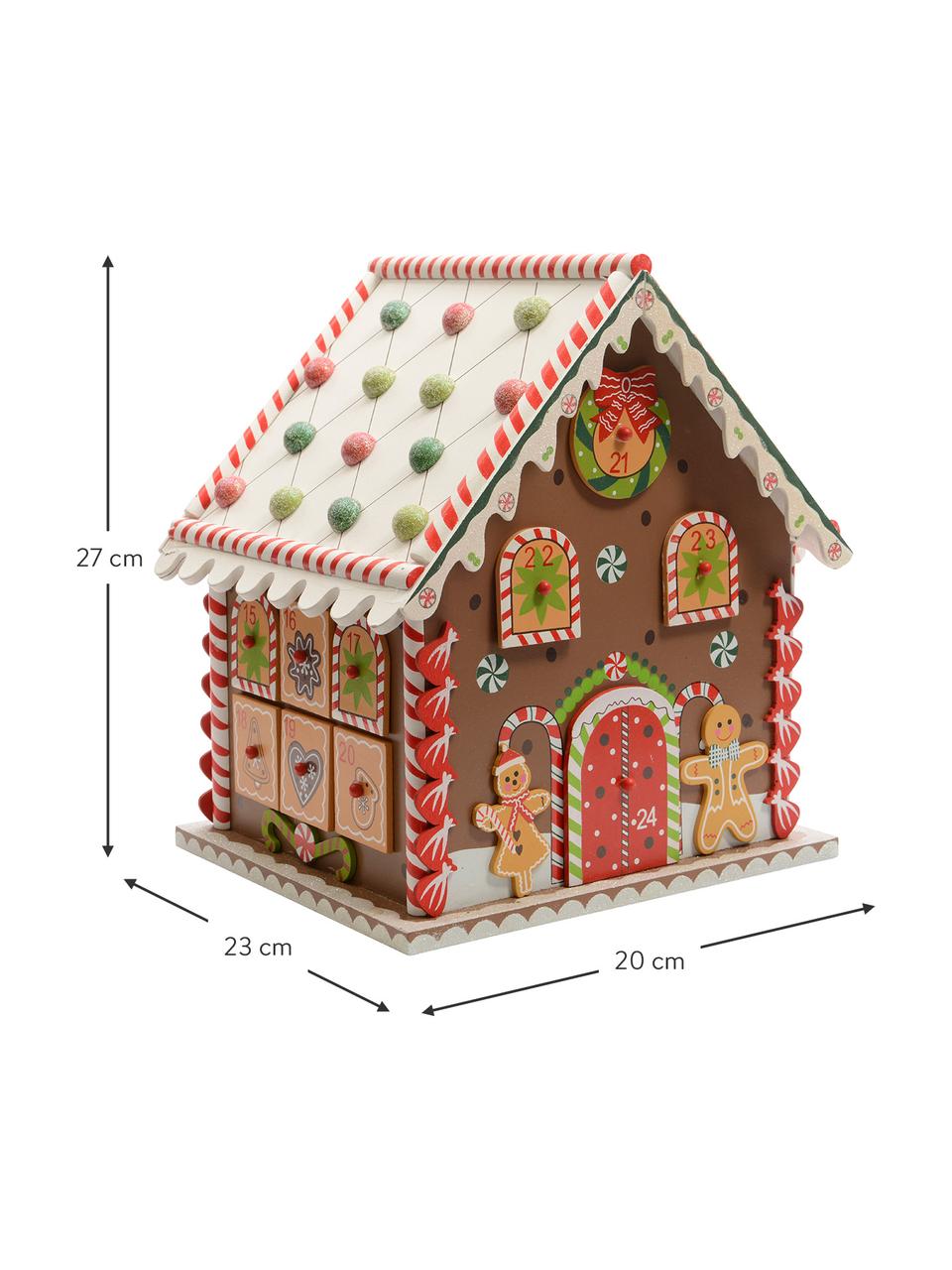 Adventskalender House zum Befüllen, Mitteldichte Holzfaserplatte, beschichtet, Mehrfarbig, B 23 x H 27 cm