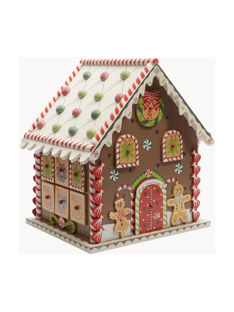Adventskalender House zum Befüllen, Mitteldichte Holzfaserplatte, beschichtet, Mehrfarbig, B 23 x H 27 cm