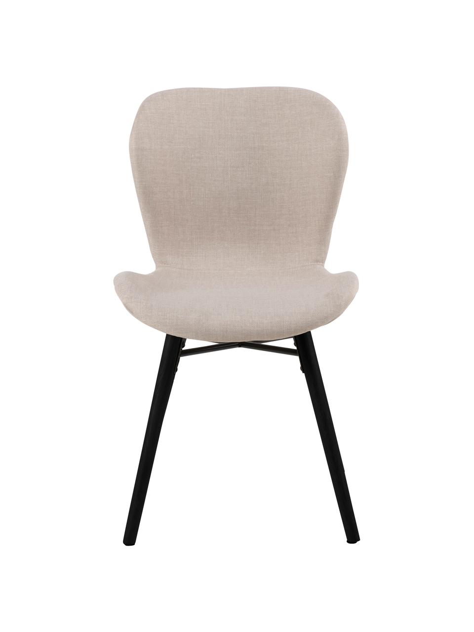 Krzesło tapicerowane Batilda, 2 szt., Tapicerka: 100% poliester, Nogi: drewno kauczukowe, powlek, Beżowa tkanina, czarny, S 47 x G 53 cm