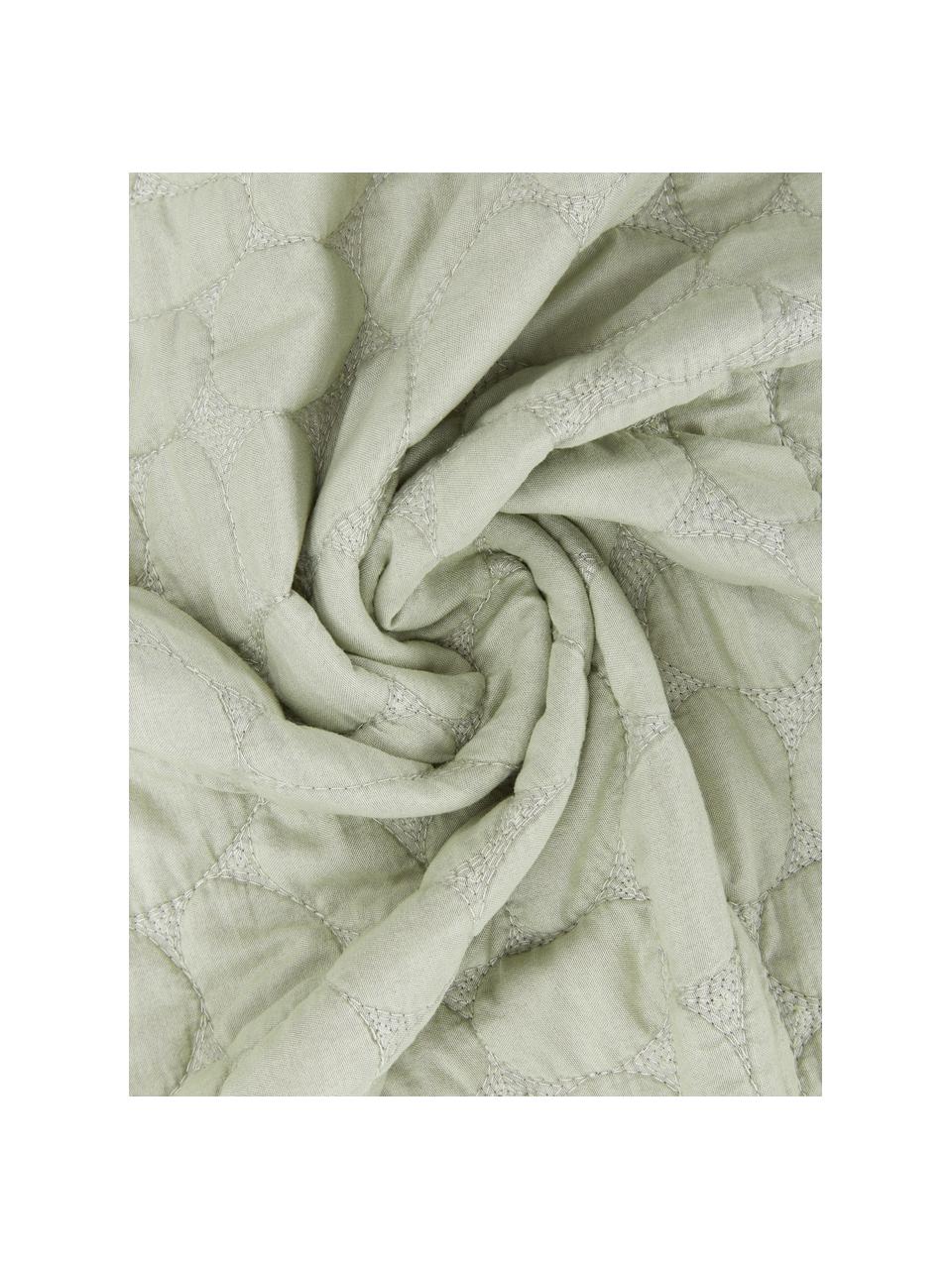 Couvre-lit vert clair matelassé Mailey, 100 % polyester, Vert clair, larg. 150 x long. 250 cm (pour lits jusqu'à 100 x 200 cm)