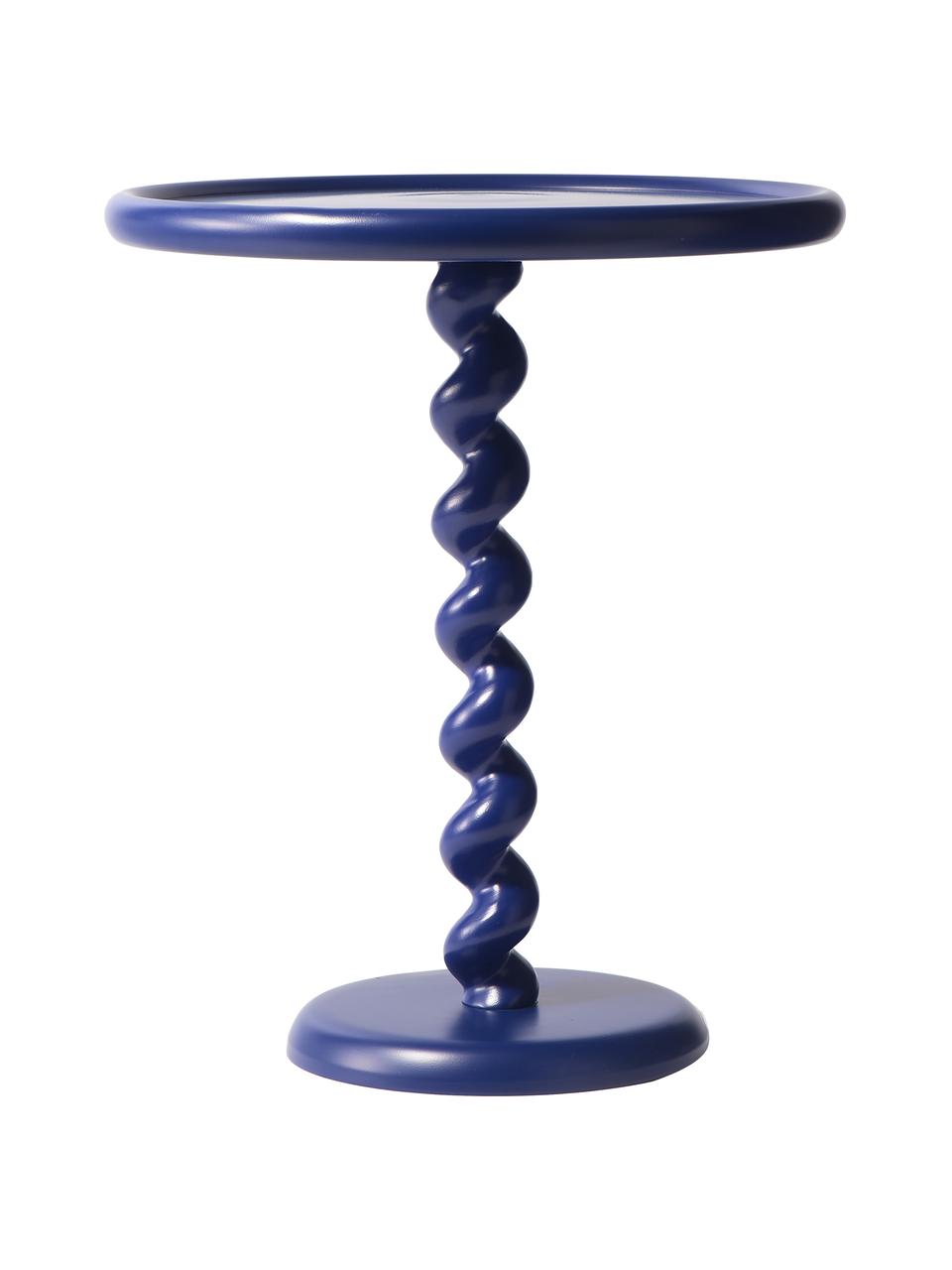 Mesa auxiliar redonda Twister, Aluminio con pintura en polvo, Azul oscuro, Ø 46 x Al 56 cm
