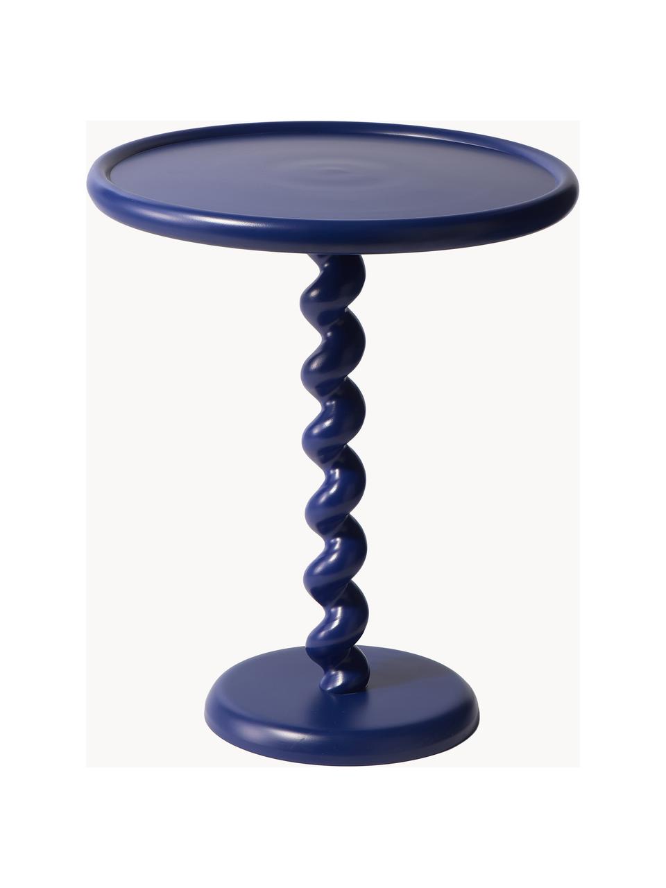 Runder Beistelltisch Twister, Aluminium, pulverbeschichtet, Dunkelblau, Ø 46 x H 56 cm